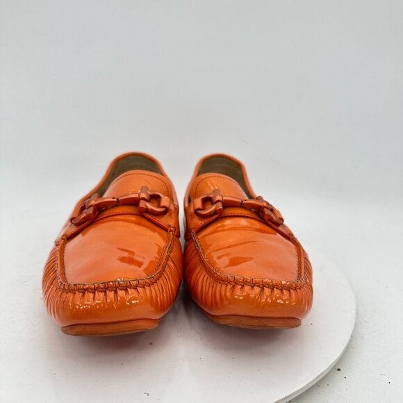 Salvatore Ferragamo Men Size 8.5M Orange Patent Leather Horsebit Loafer Shoes - Picture 3 of 10